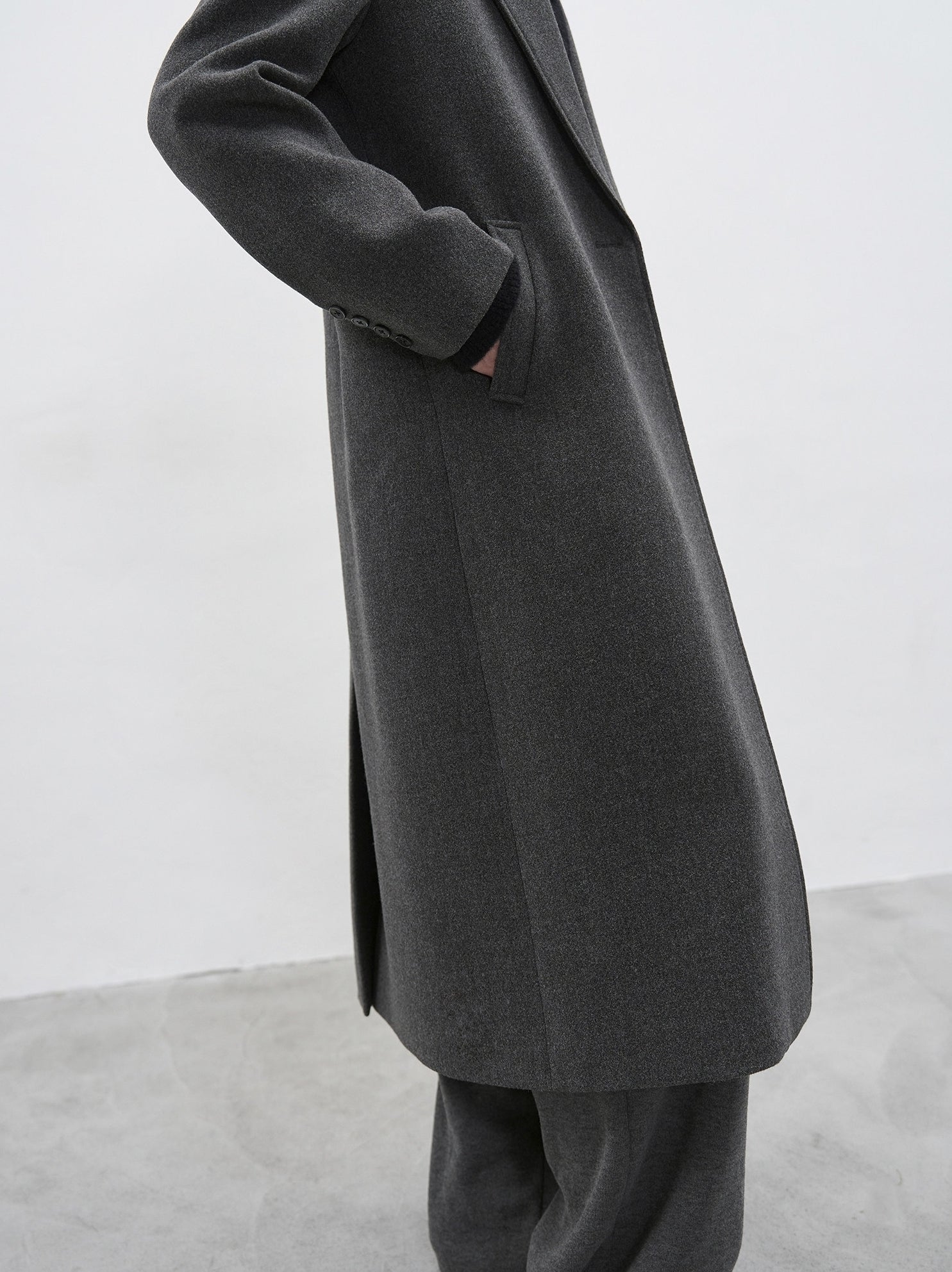 Grey Oversized Tailored Wool Long Coat