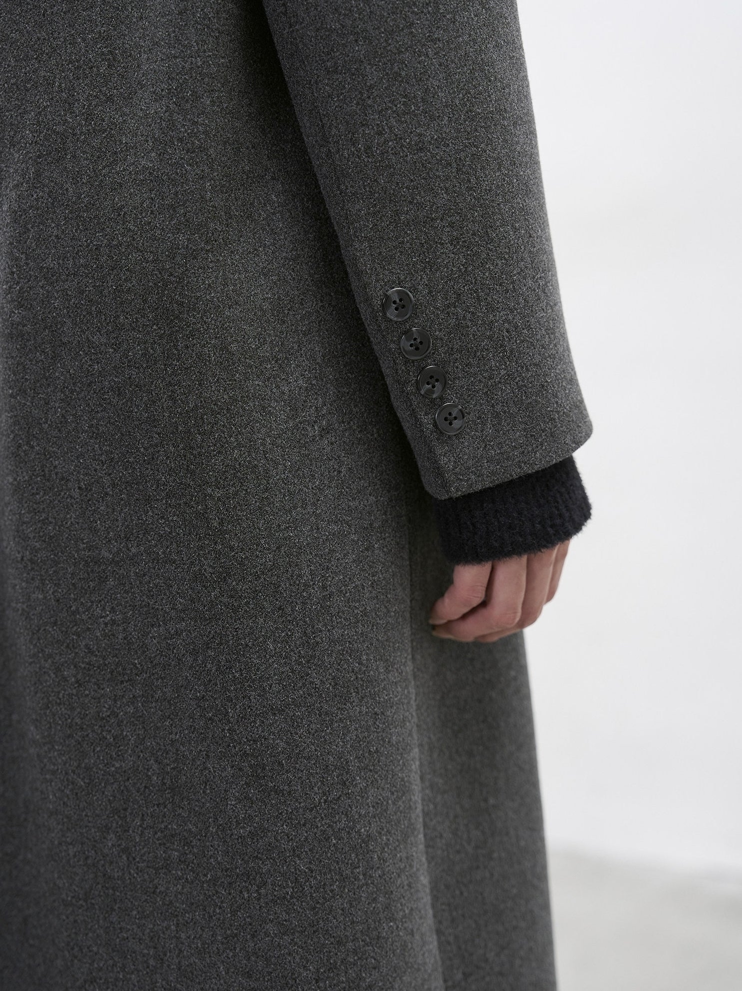 Grey Oversized Tailored Wool Long Coat
