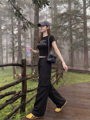 Black Parachute Loose Pants