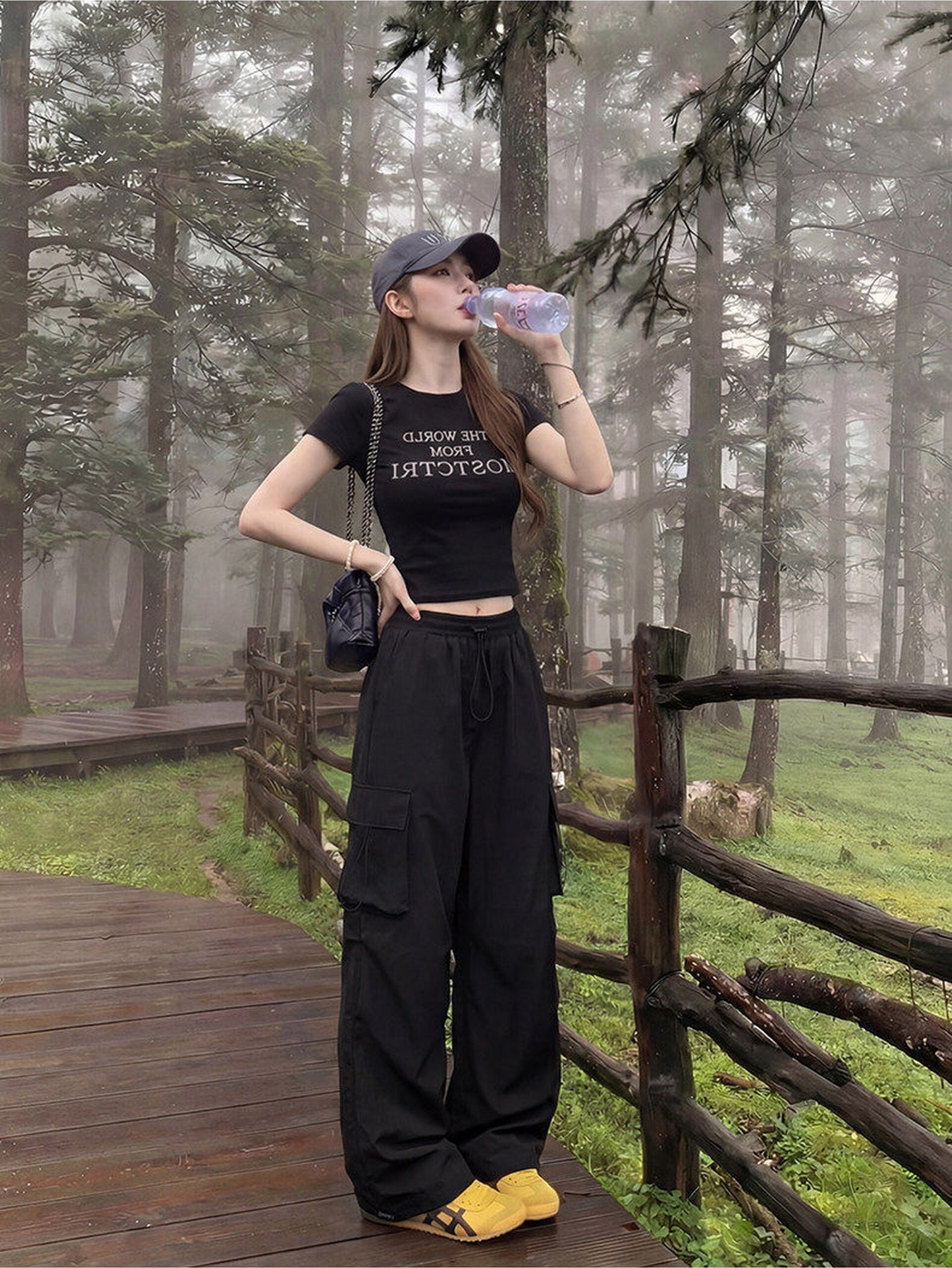 Black Parachute Loose Pants