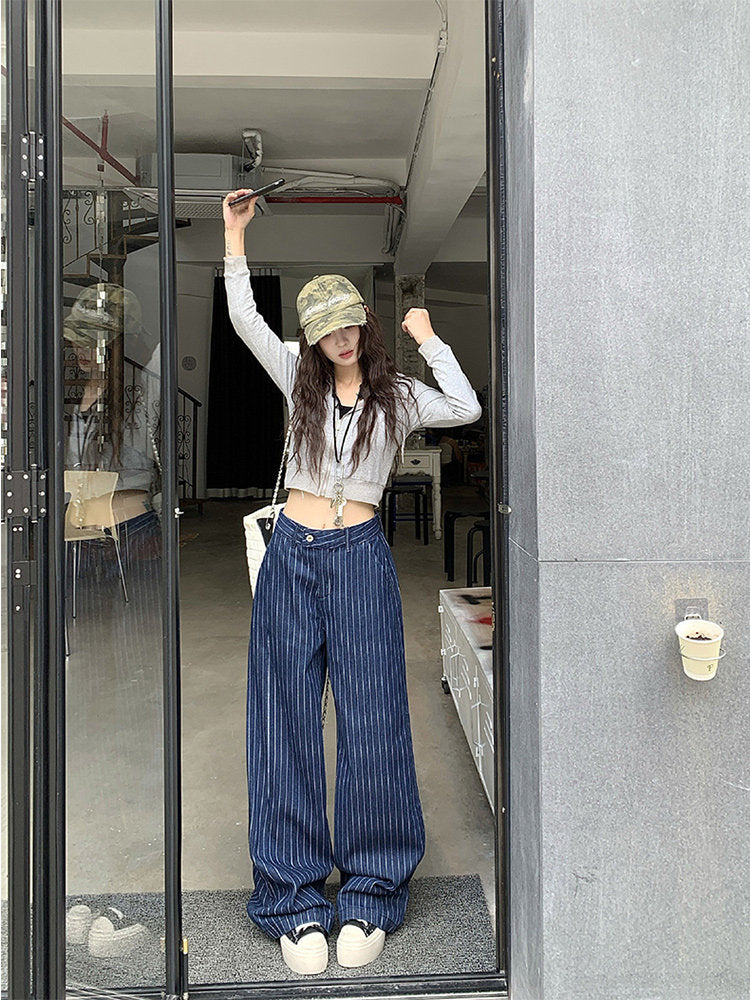 Black Pinstripe Wide Leg Pants