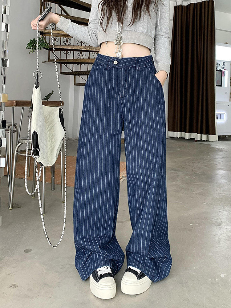 Black Pinstripe Wide Leg Pants