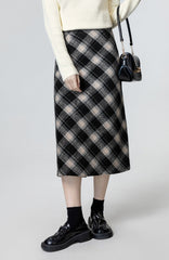 Black Plaid Highwaist Skirt
