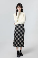 Black Plaid Highwaist Skirt