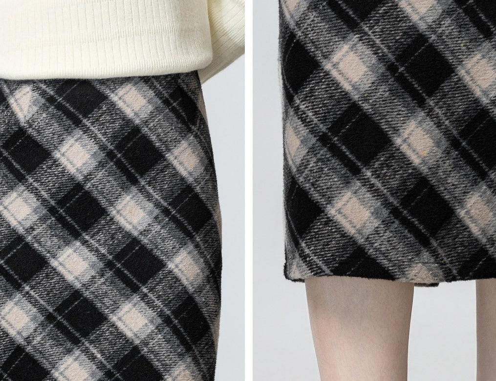 Black Plaid Highwaist Skirt