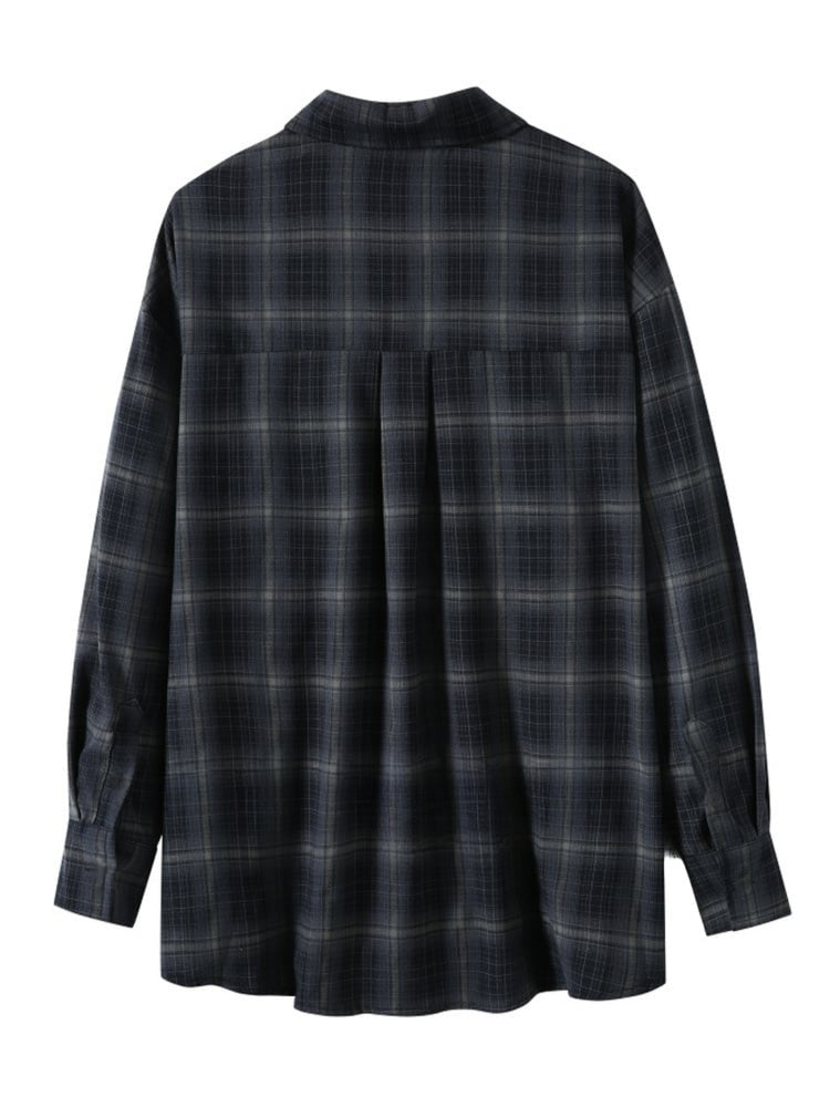 Black Plaid Long Sleeve Flannel Shirt
