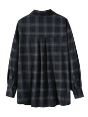 Black Plaid Long Sleeve Flannel Shirt