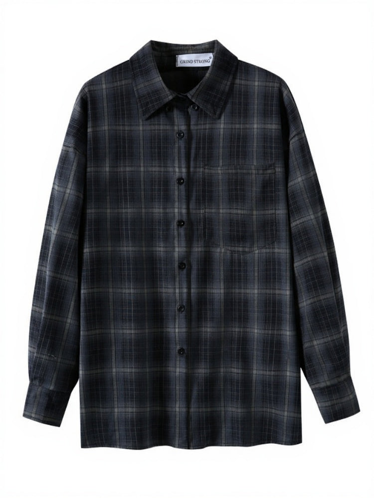 Black Plaid Long Sleeve Flannel Shirt