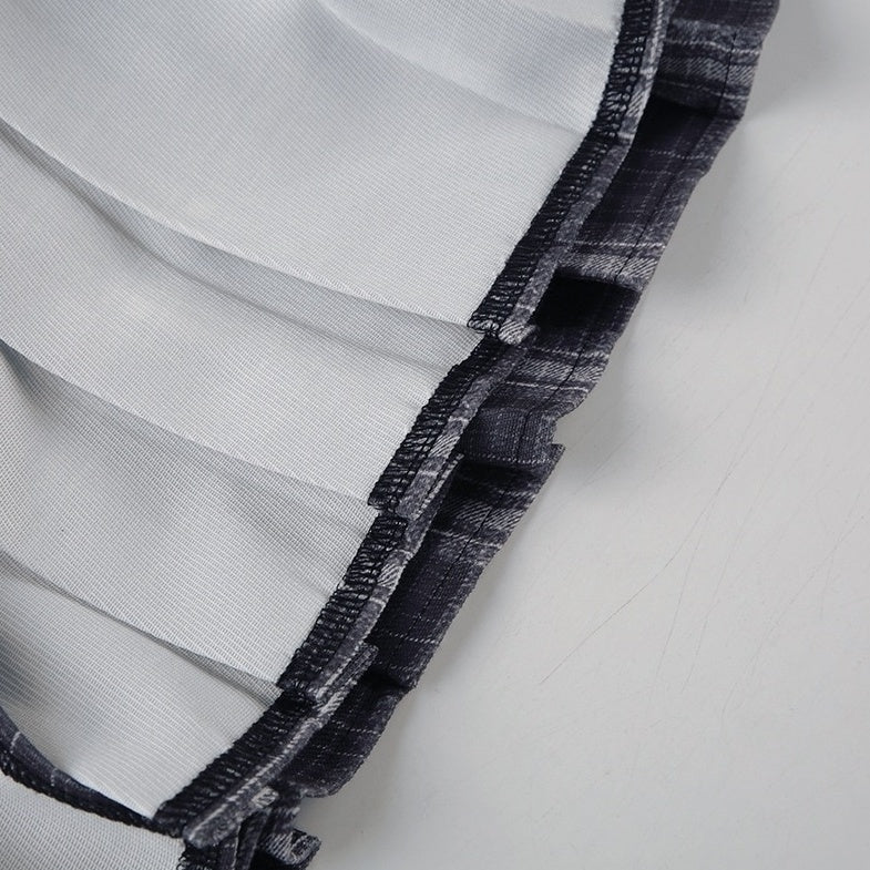Black Plaid Pleated Skort