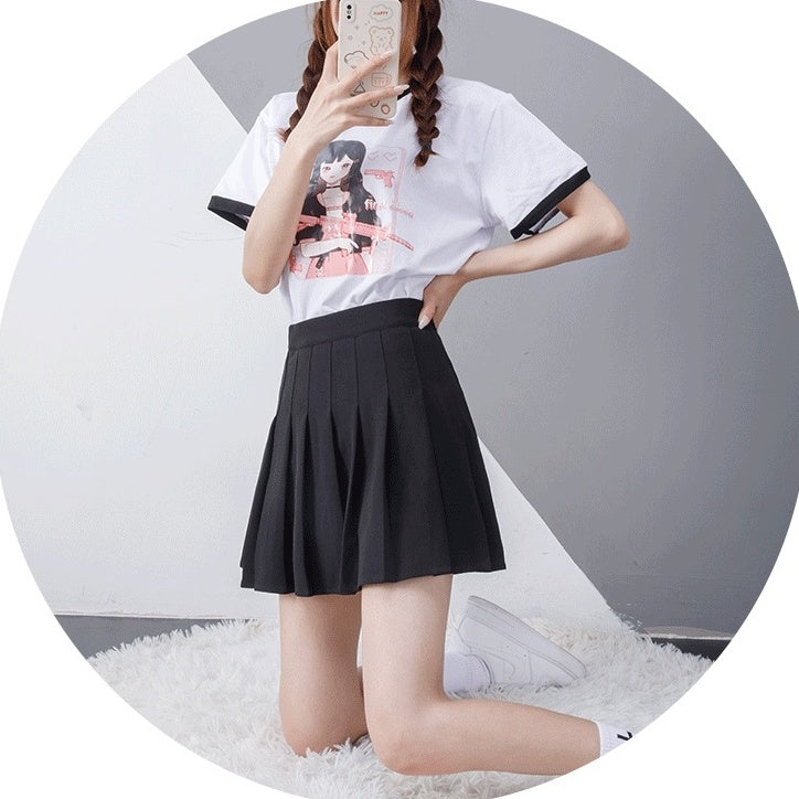 Black Pleated School Girl Skirt