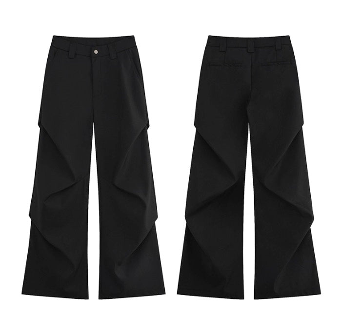 Black Pleats Wide Leg Pants