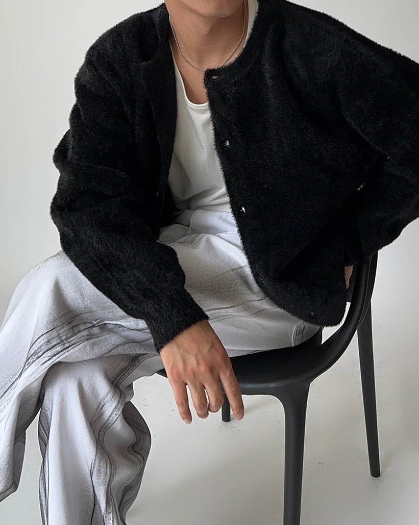 Black Plush Cozy Cardigan