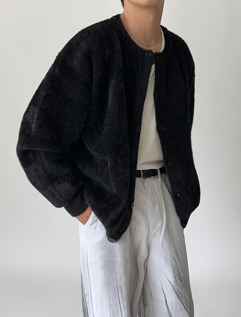 Black Plush Cozy Cardigan