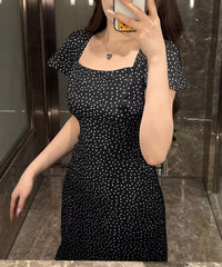 Black Polka Dots Open Back Dress