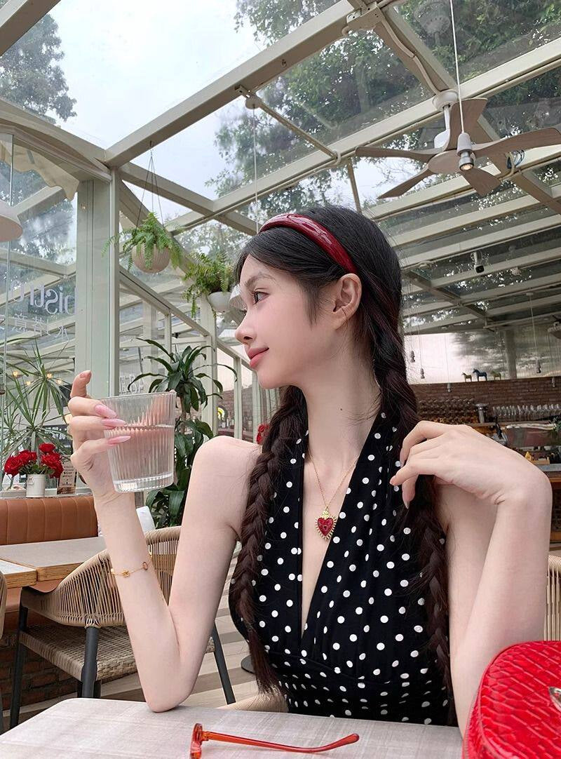 Black Polka Dots Halter Top