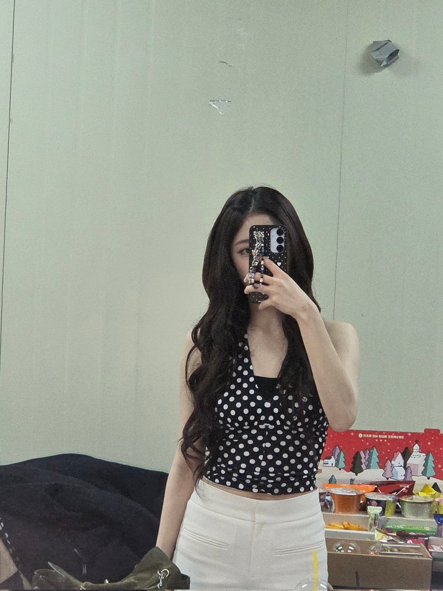 Black Polka Dots Halter Top