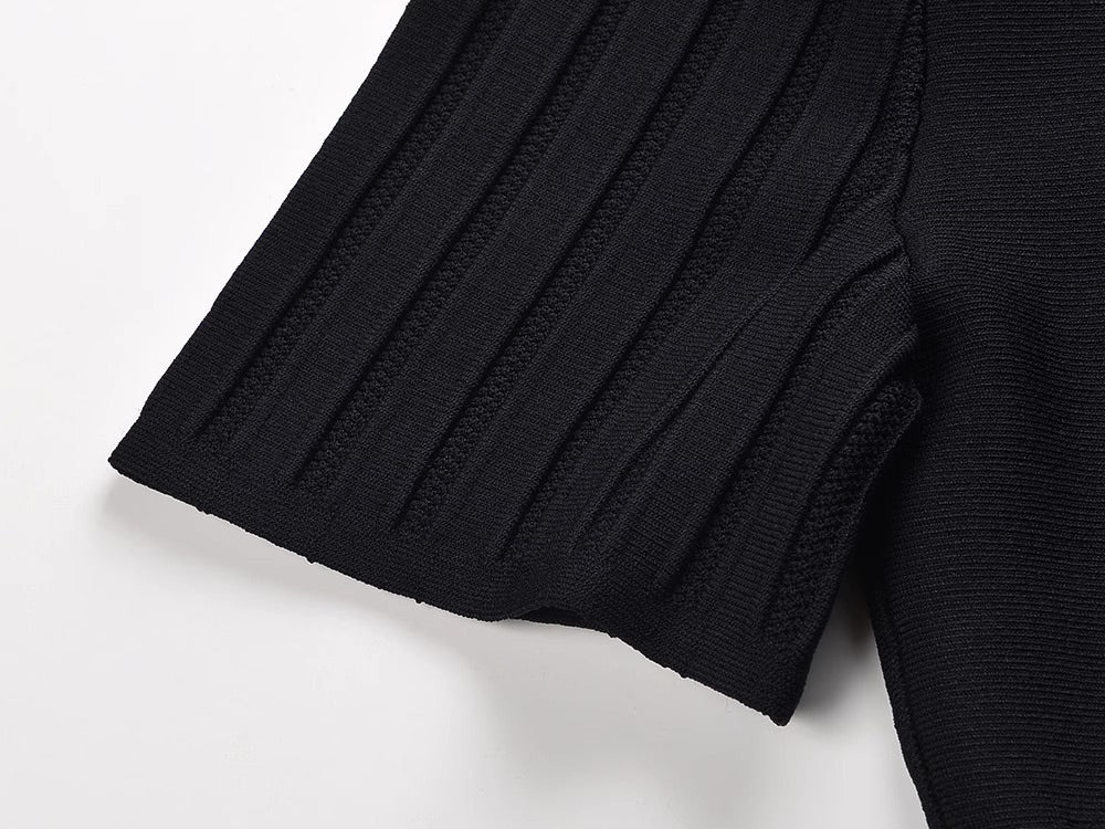 Black Polo-Style Knit Dress