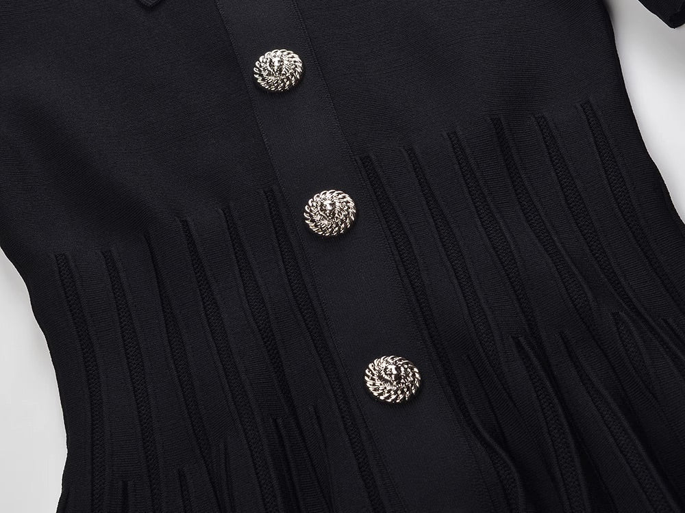 Black Polo-Style Knit Dress