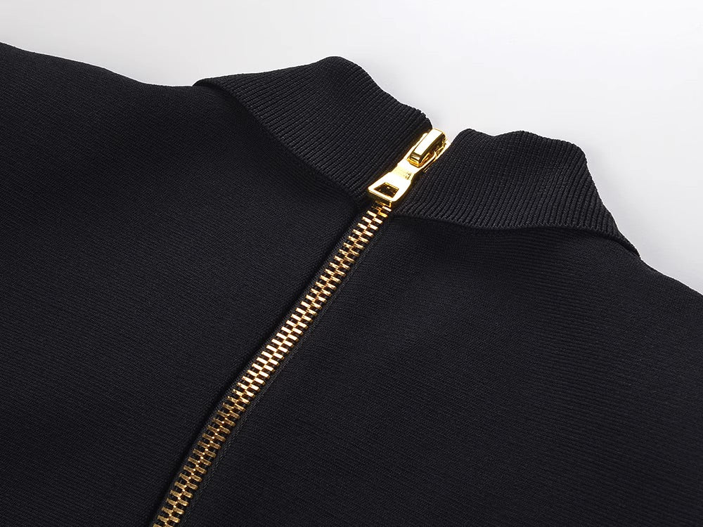 Black Polo-Style Knit Dress