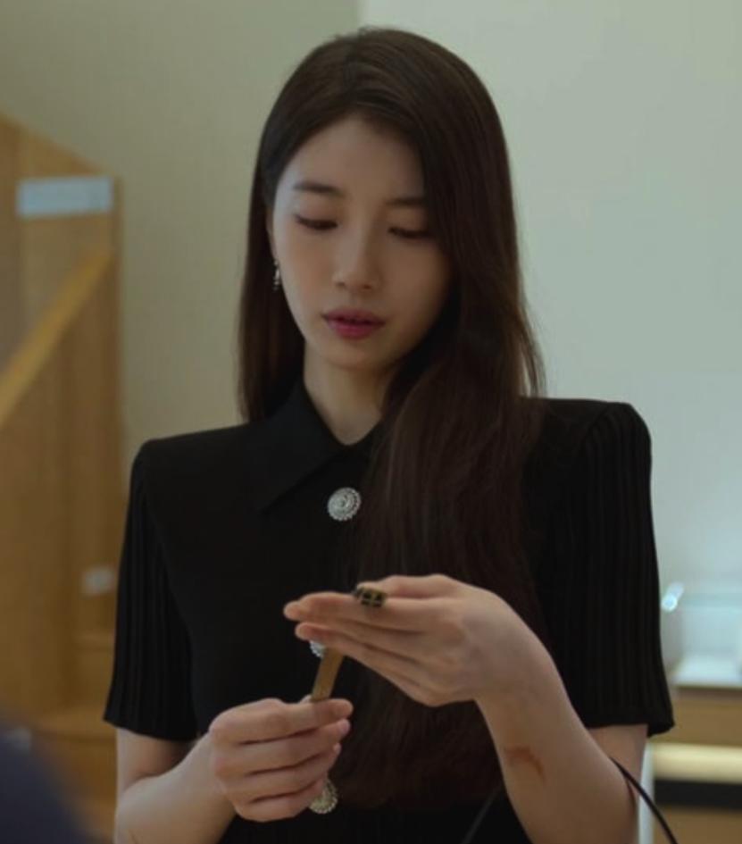 Black Polo-Style Knit Dress