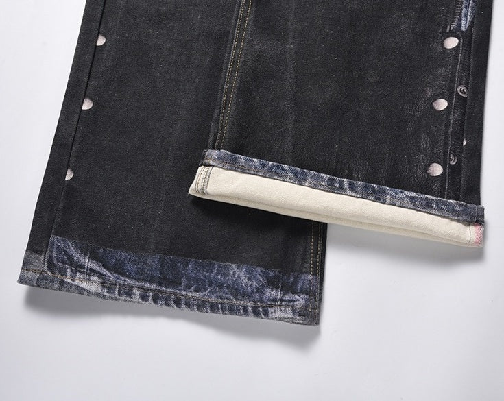 Black Printed Panelled Jeans