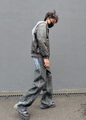 Black Printed Panelled Jeans