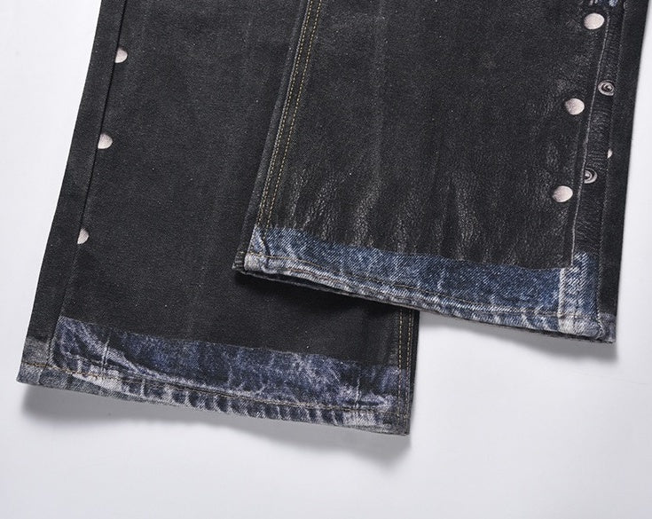 Black Printed Panelled Jeans