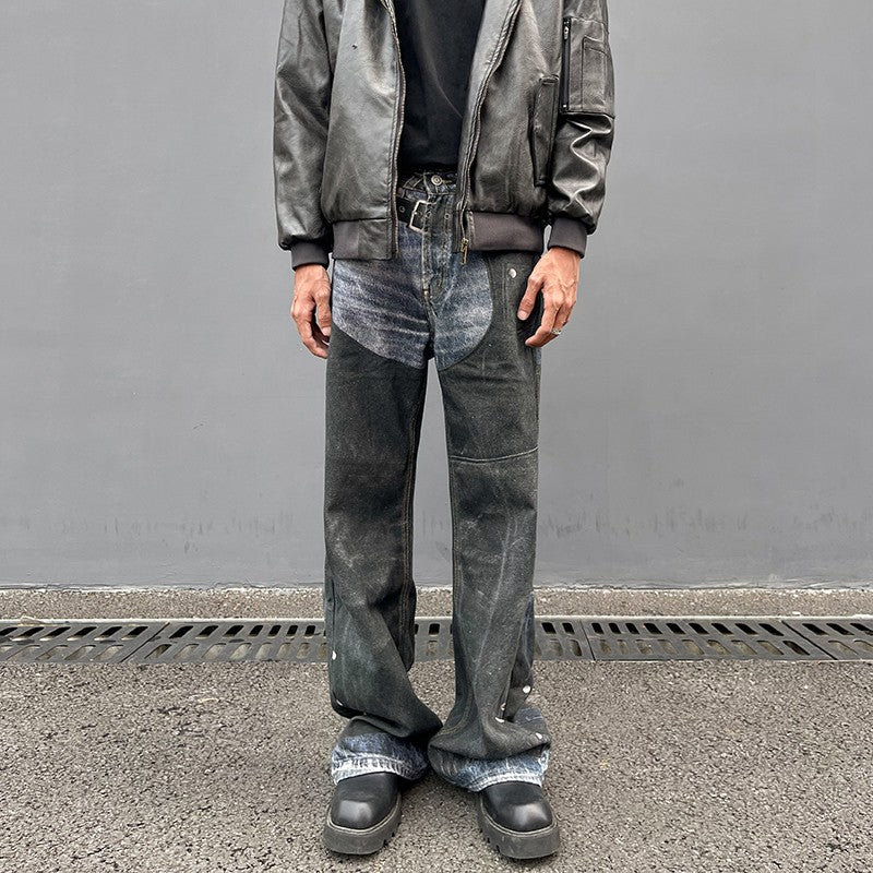 Black Printed Panelled Jeans