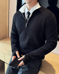Black Quarter-Zip Sweater