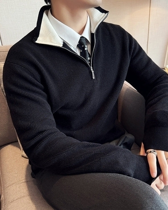 Black Quarter-Zip Sweater