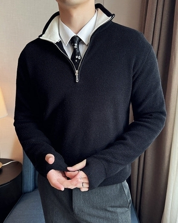 Black Quarter-Zip Sweater