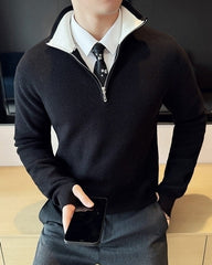 Black Quarter-Zip Sweater