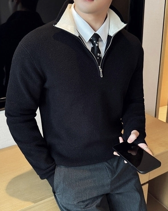 Black Quarter-Zip Sweater