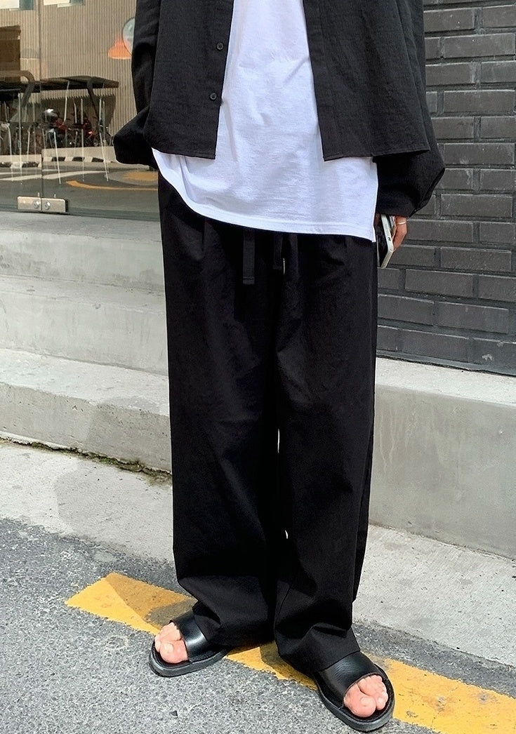Black Relaxed Fit Wideleg Trousers