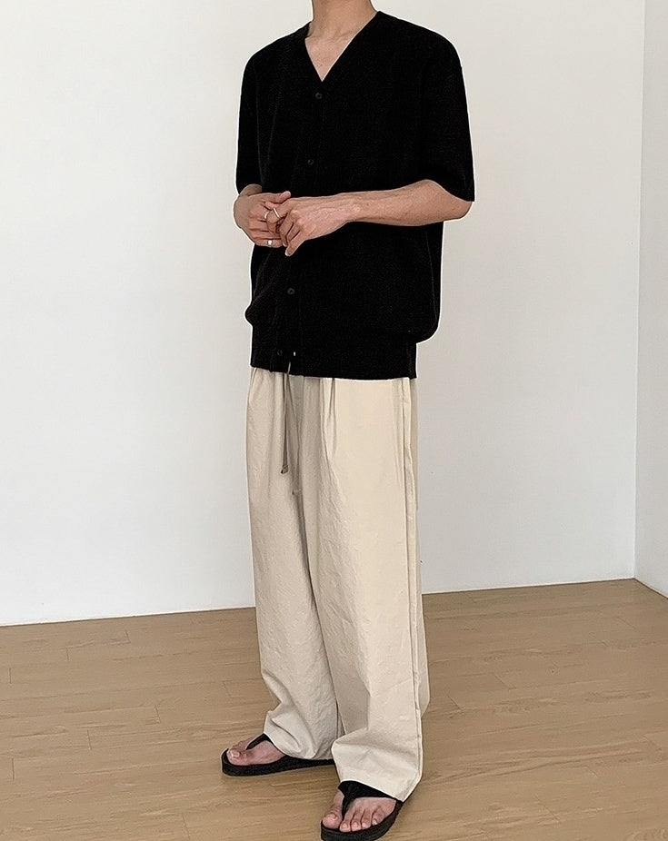 Black Relaxed Fit Wideleg Trousers
