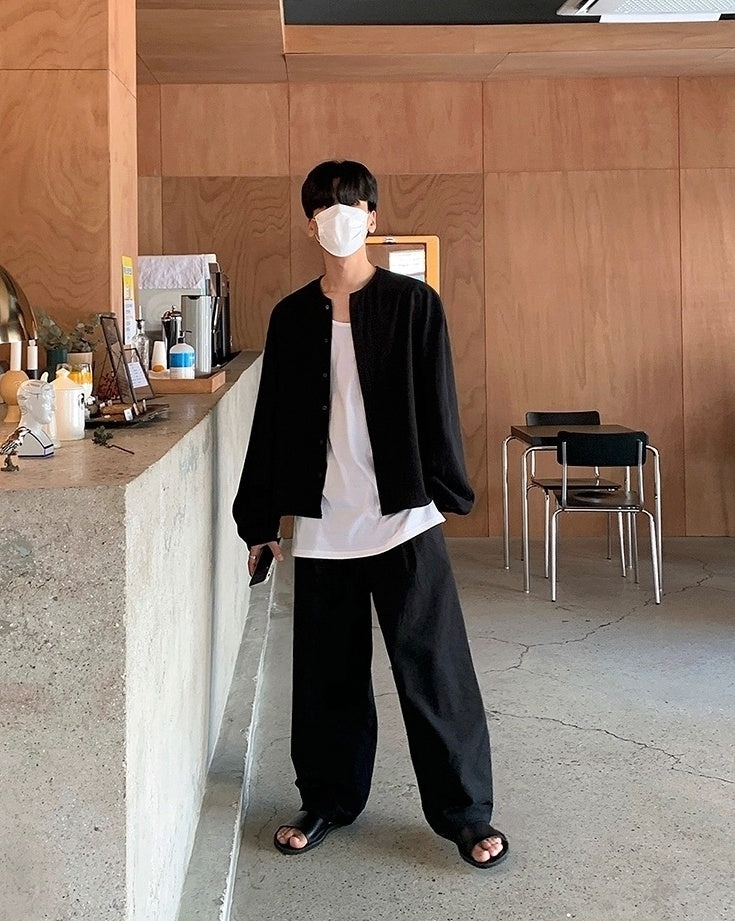 Black Relaxed Fit Wideleg Trousers