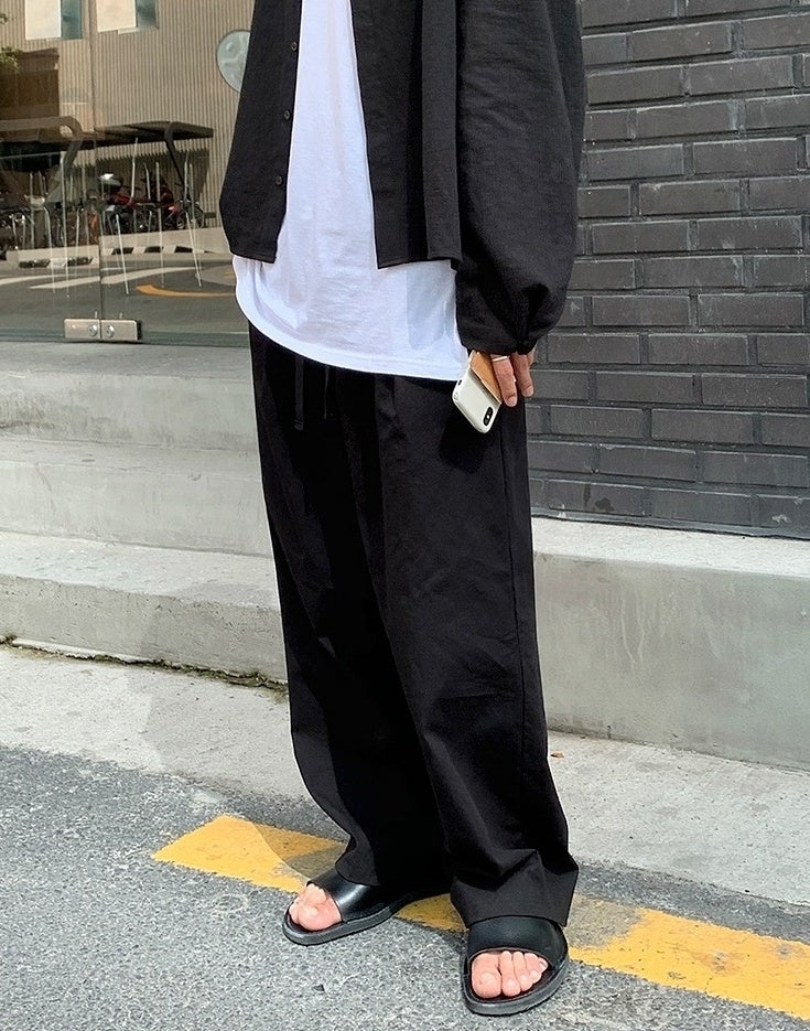 Black Relaxed Fit Wideleg Trousers