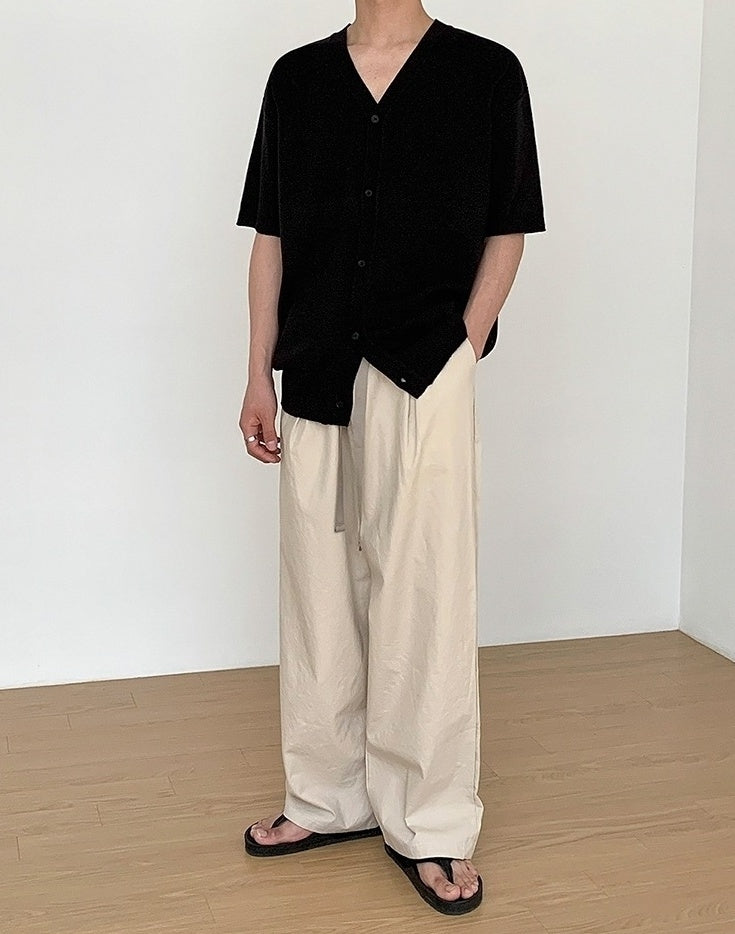 Black Relaxed Fit Wideleg Trousers