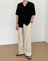 Black Relaxed Fit Wideleg Trousers