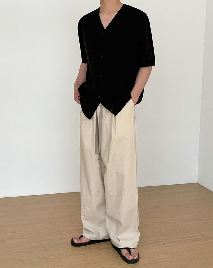 Black Relaxed Fit Wideleg Trousers