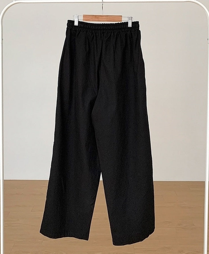 Black Relaxed Fit Wideleg Trousers