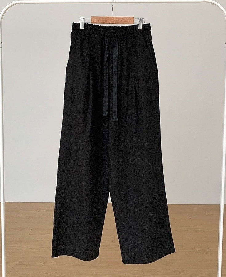 Black Relaxed Fit Wideleg Trousers