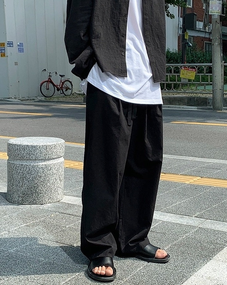 Black Relaxed Fit Wideleg Trousers