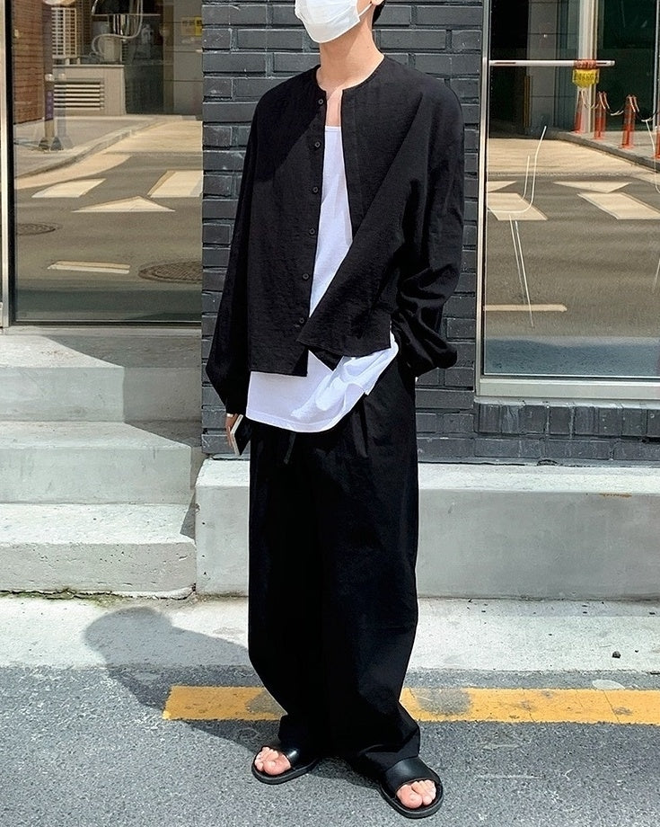 Black Relaxed Fit Wideleg Trousers