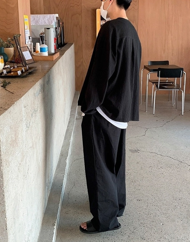 Black Relaxed Fit Wideleg Trousers