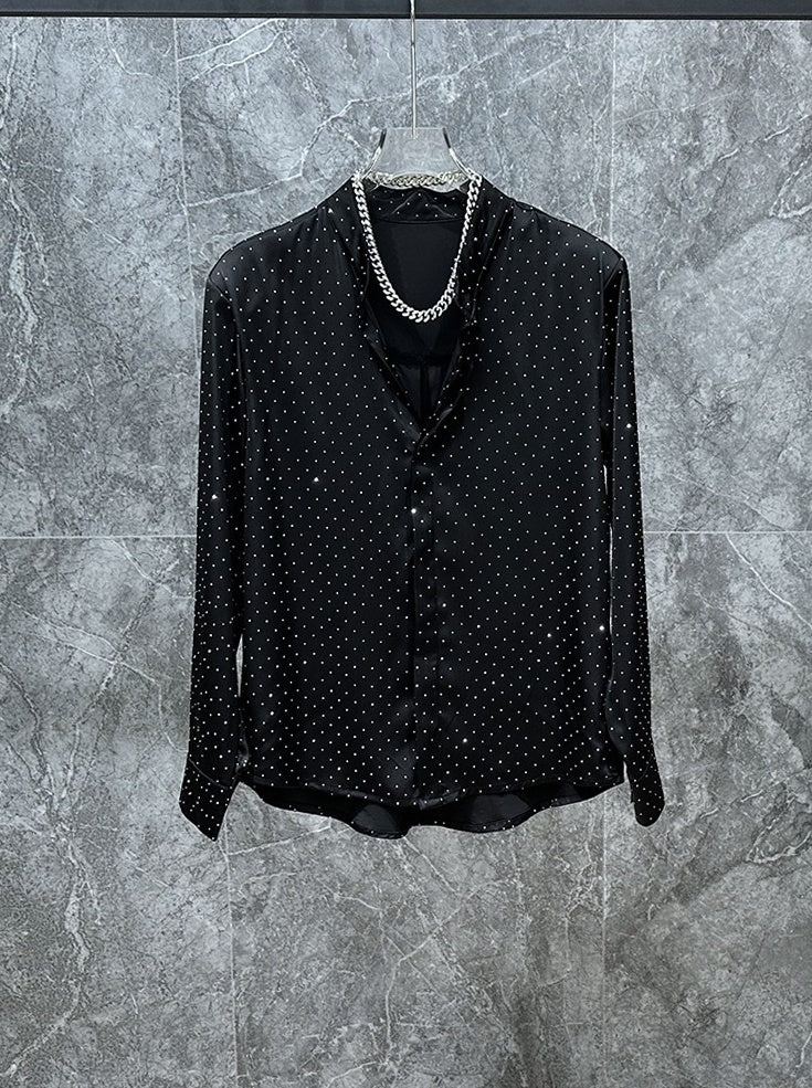 Black Rhinestone Embezzled Shirt