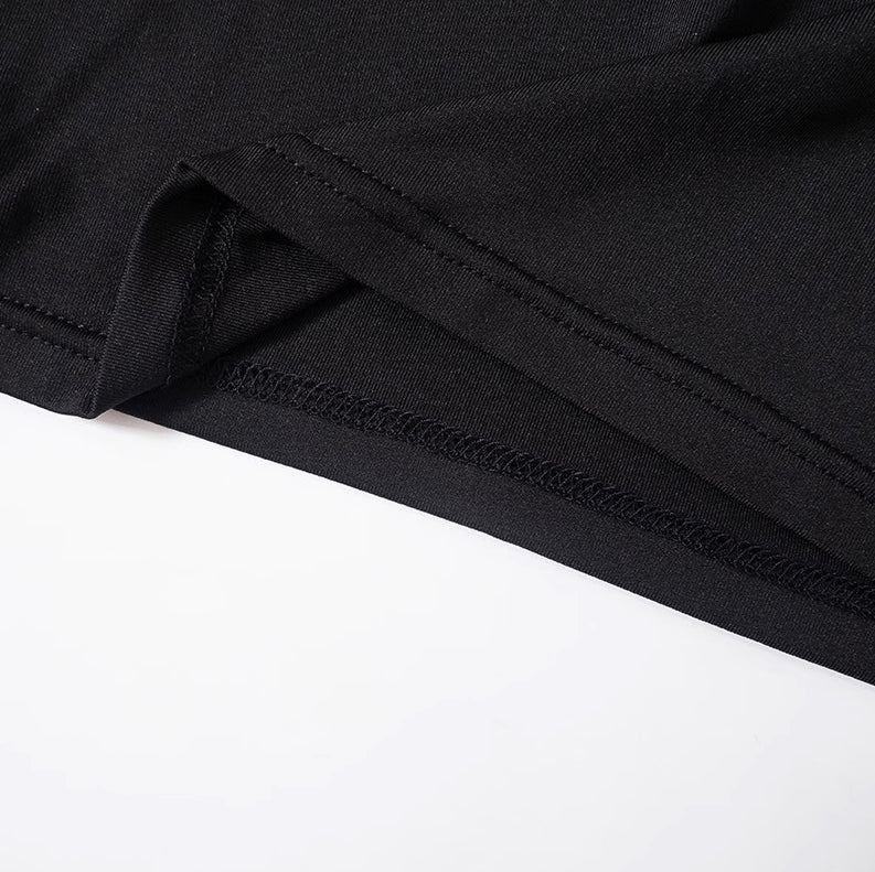 Black Ribbon Cropped T-Shirt With Beige Lining