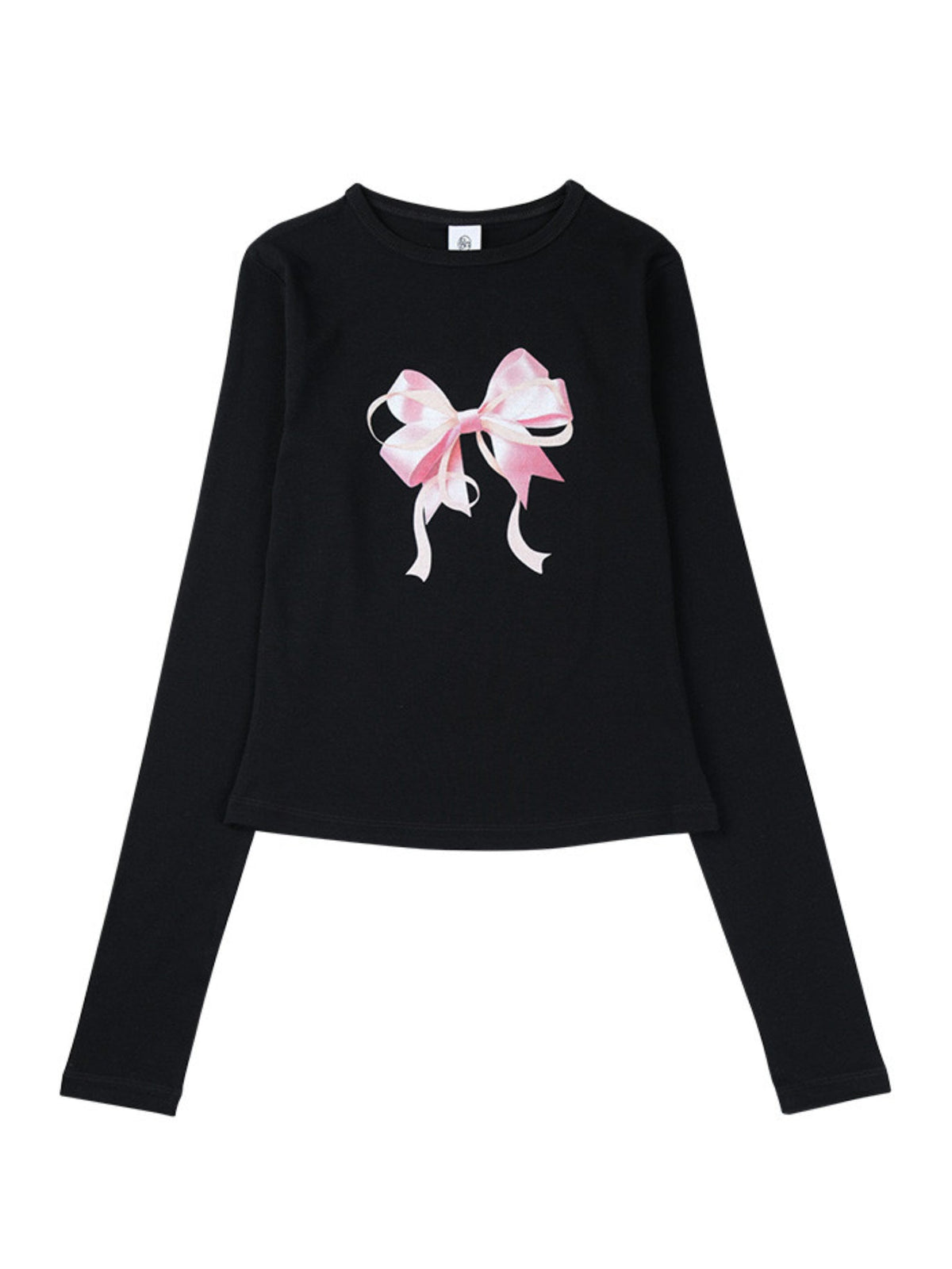 Black Ribbon Print Long Sleeve T-Shirt