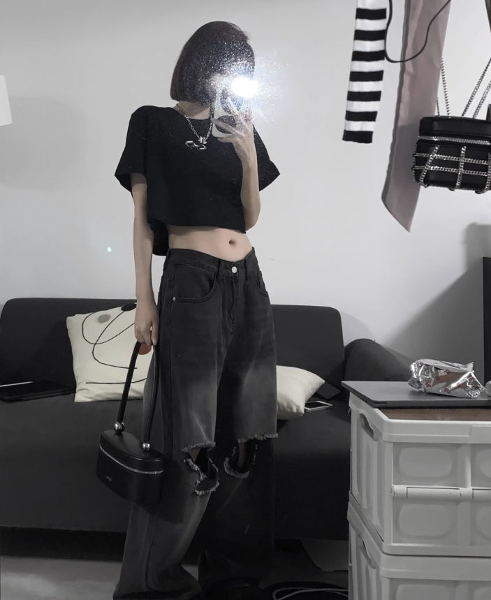 Black Ripped Knee Jeans