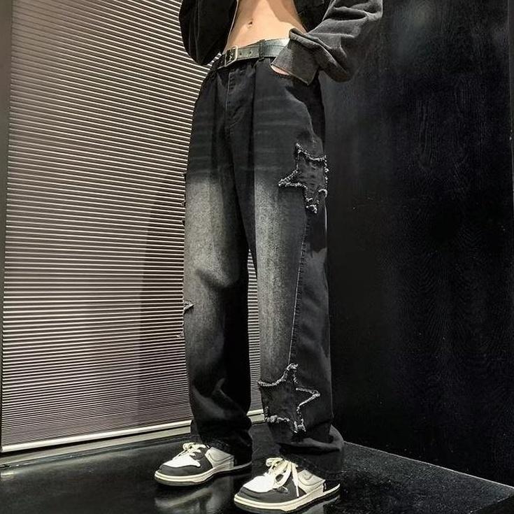 Black Ripped Star Patches Jeans